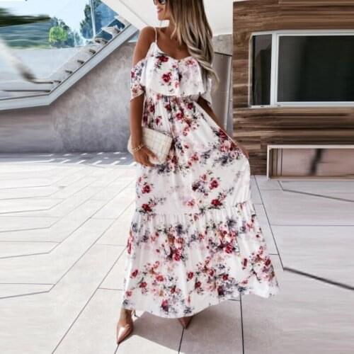 Summer new sleeveless dresses for women 2021 womens printed strapless suspender dress sexy V-neck loose banquet dress vestidos