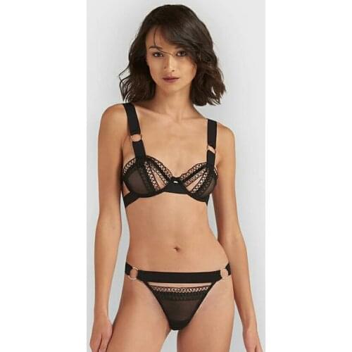 New Womens Sexy Underwear Set Lace Perspective Bra Panties Set Womens Open Cup Sexy Bra Transparent Underwear Set