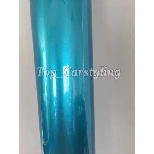 Pearl Blue Glossy Metallic Vinyl Car Wrap Styling With Air Free Whole car Covering foil PROTWRAPS 1.52x20m/Roll 5x67ft