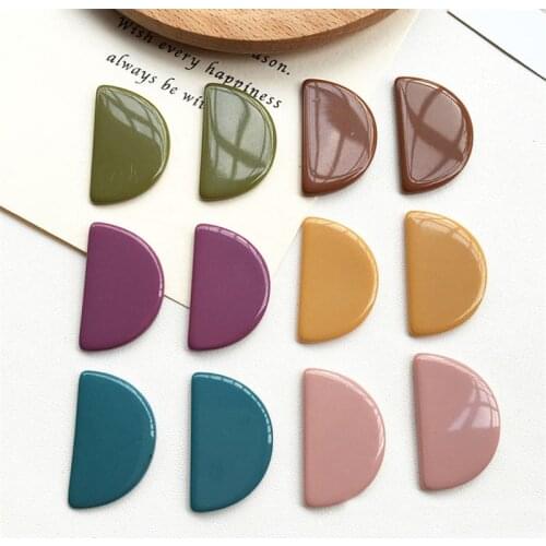 Half Round Moon Shape Solid Colors Planar Resin Cabochons Ornament Accessory 60pcs 22*36mm DIY Jewelry Beading Charms Material