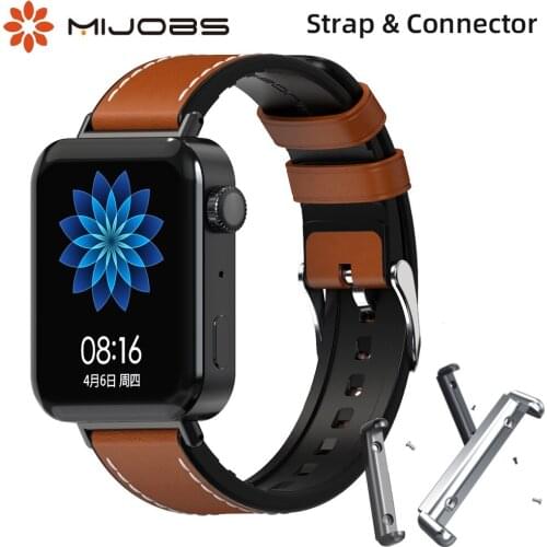 For Xiaomi Mi Watch Strap With Connector Leather Band Bracelet Wristband Perfect Match Free Linker Replacement Accessories