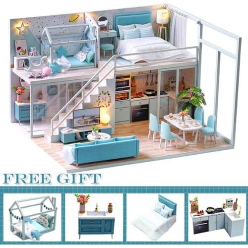 Christmas Gift Furniture Miniature Doll House Wooden Miniaturas Dollhouse Toys Children Birthday Gifts CASA DE BONECA China J19