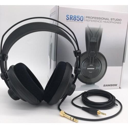 Samson SR850 Semi-Open-Back Studio Headphone monitoring headset with velour ear pads for studio recording hi-fi monitoring