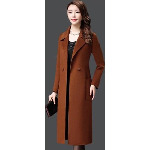 Woolen coat female Autumn Winter large size Middle age clothing long Ladies coats high quality elegant Cashmere Outerwear 5XL