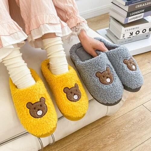 Winter Women Home Cute Slippers Non-slip Warm Fluffy House Indoor Bedroom Couples Shoes Plush Comfortable Zapatillas De Mujer