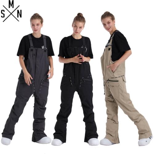SMN Snowboard Bib Anti-Cold Pants Men Women Winter Water-Resistant Windproof Breathable Outdoor Sports Snowboarding Trousers