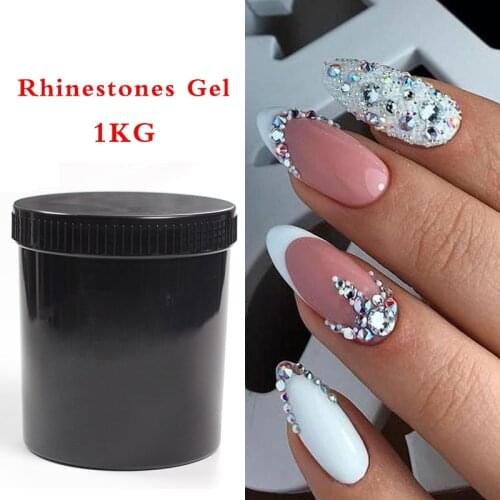 MSHARE 1kg Rhinestone Gel Glue for Crystal Gems Jewelry Decoration Nail Art Nails Super Sticky Adhesive UV Gel No Wipe