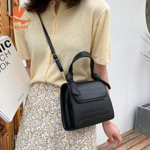 CAREY KAY Women Trendy Small Crossbody Bag Faux Leather Shoulder Handbag Classic Crocodile Stone Pattern Zipper Solid Purses