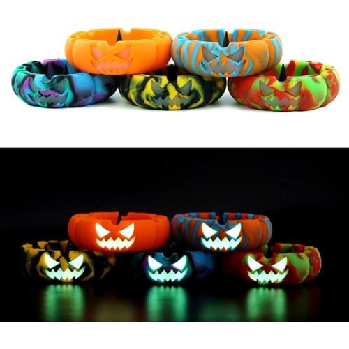 Pumpkin Shaped Silicone Ashtrays Smokeless Ashtray Portable Ashtray Tool Of Cigarette With Tapping Center Novelty Ashtray