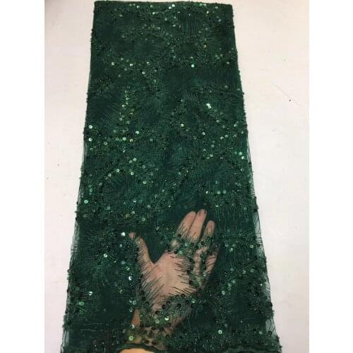 Embroidered tulle lace fabric SYJ-10618 high quality french net lace fabric with beads