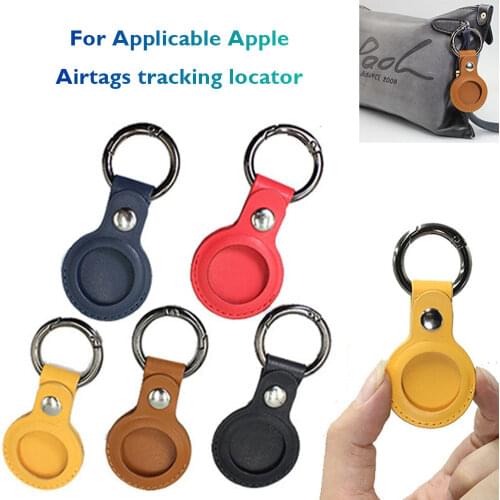 Pu Leather Protective Sleeve Case Cover For Apple Airtag Tracker Location Protector For Iphone Airtags Keychain Smart Accessory