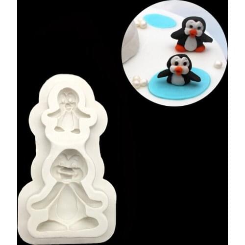 Wholesale 10 Pcs/lot The Penguin Shape 100% Platinum Silicone Sugarcraft Mould, Fondant Cake Decorating Tools Bakeware