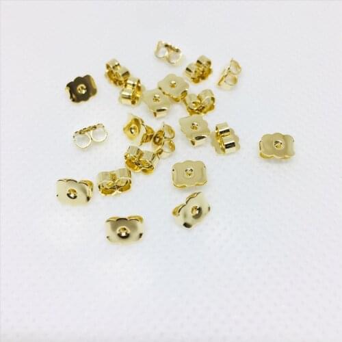 100Pcs Diy Accessories of Gold Color Preserving Butterfly Earplugs Ear Wall Thickening Square Not Loose Stud Earrings