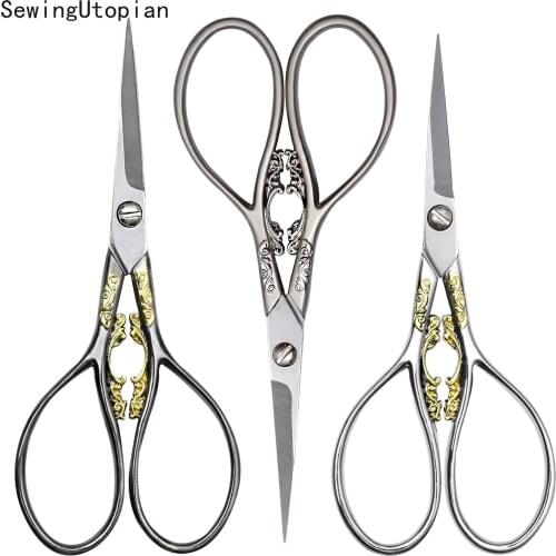 11cm Vintage Stainless Steel Silver Tailor Scissors Vintage Sewing Scissors for Fabric Craft Household Dressmaking Scissor