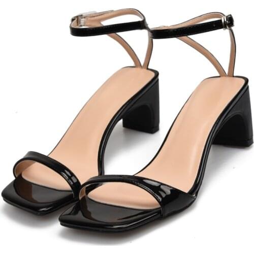 2020 Sexy Women Sandals Open Toe Summer Party Shoes 6cm High Heels Patnet Leather OL Shoes Woman White Red Wedding Sandals H0051