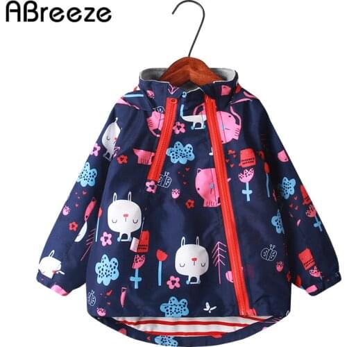 2021 Spring Autumn Girls Outerwear Jackets Fashion High Quality Children Coats For Girls New Cat Print 2-9Y Kids Coats Girls