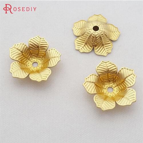 29470)50PCS 16MM Not plated color Brass Flower Beads Caps Tassel Caps Diy Jewelry Findings Accessories Wholesale