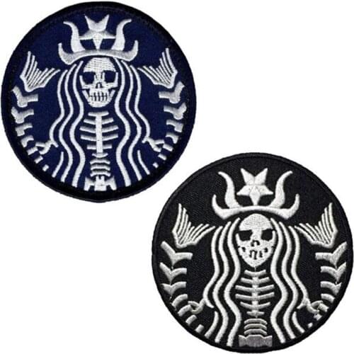 3D Halloween Skull Skeleton Tactical Patch Military Patch Black Blue Embroidery Clothes Backpack Striped Bracelet With Shackle