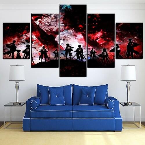 5Pcs Attack On Titan Main Anime Role Posters Canvas Print Paintings Decoration Modern Wall Art Home Decor Living Room Pictures