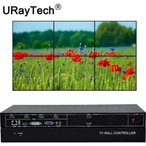 6 Channels TV Video Wall Controller 3x2 2x3 2x2 HDMI DVI VGA USB Video Processor With RS232 Control for 6 TV Video Splicing