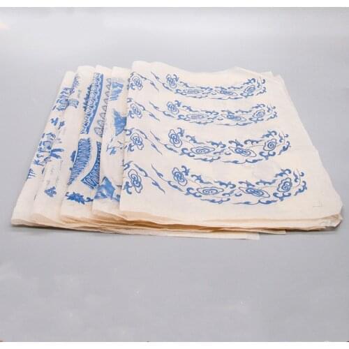 8pcs Transfer Paper Underglaze Color Flower Paper Blue and White Decals Auspicious Patterns High Temperature Ceramic Decals