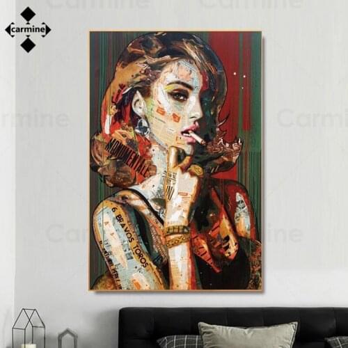 American Graffiti Doodle Wall Art Picture Smoking Cool Lady Print Painting Modern Figure No Frame Canvas Poster Decoration Room