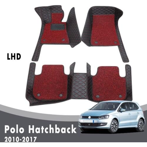 Car Floor Mats For Polo Hatchback 2017 2016 2015 2014 2013 2012 2011 2010 Auto Double Layer Wire Loop Carpets For Volkswagen vw