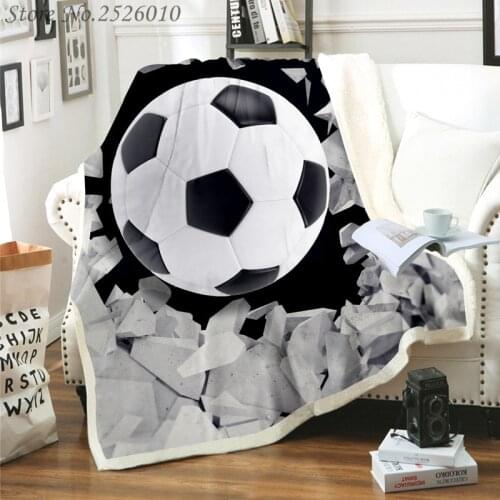 Throw Blanket Football 3D Velvet Plush Blanket Bedspread for Kids Girls Sherpa Blanket Couch Quilt Cover Travel 01