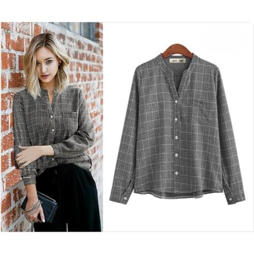 Блузки в клетку Bencresun China At AliExpress