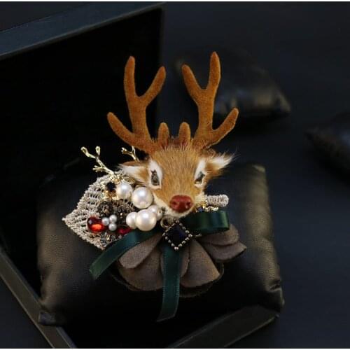 Christmas deer brooch Natural Fresh Water Baroque Pearl Brooch For Women Party Beautiful Brooches Jewelry