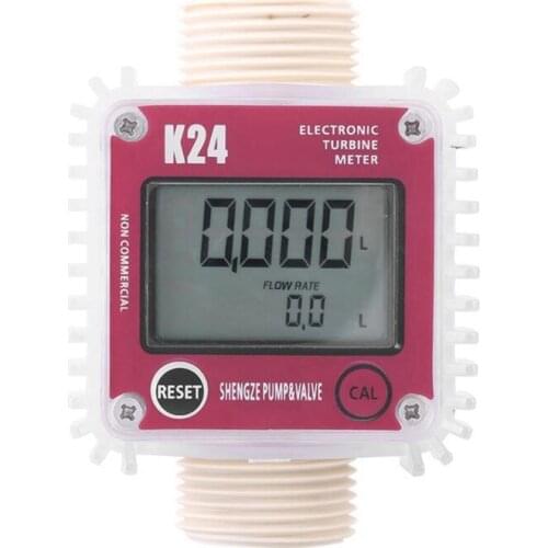 K24 Turbine Digital Oil Fuel Flow Meter Gauge For Chemicals Liquid Water