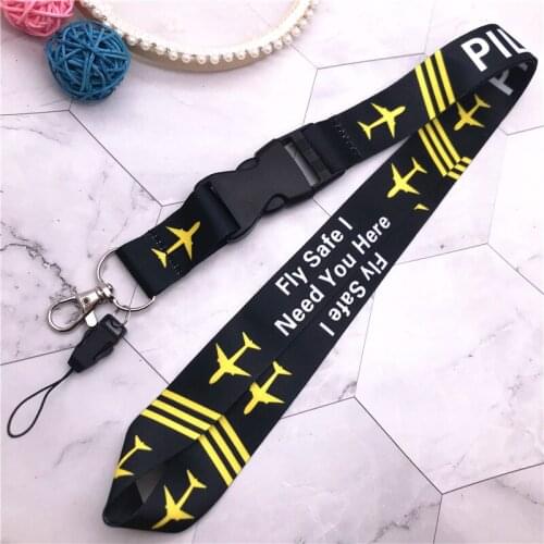 Double Sides Fly Safe I Need You Here Lanyard For Key Phone Keychains ID Tag Badge Holder Anti Loss Strap Pilot Necklace Jewelry