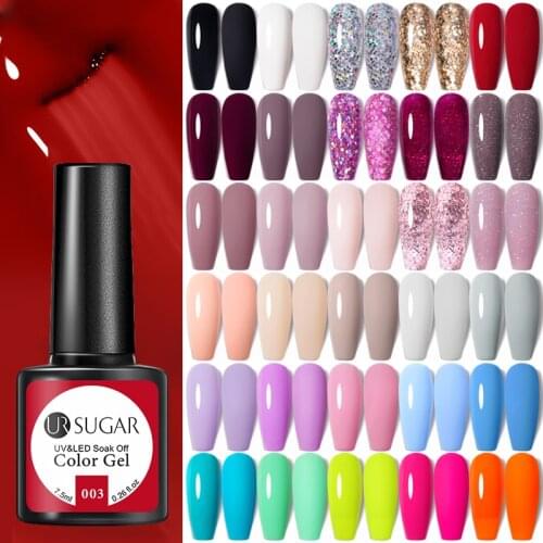 UR SUGAR 7.5ml Gel Nail Polish Bling Glitter Soak Off UV LED Lamp Gel Varnish Nail Art Manicure Color Gel Polish Base Top Coat