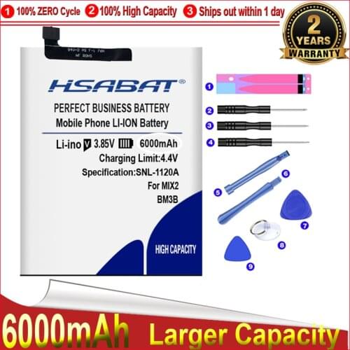 HSABAT 0 Cycle 100% New 6000mAh BM3B Battery for Xiaomi Mi Mix 2 2S II 5.99" MIX2 Mix2S free shipping+free tools