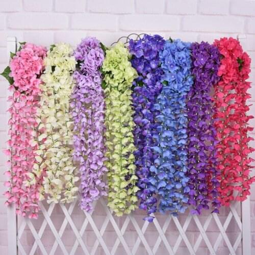 Artificial flowers wedding decoration,Violet spider plants Wisteria wall Flower,2pcs/lot