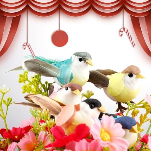 12pcs/set Artificial Sparrow Foam Feather Simulation Bird DIY Party Crafts Tree Decorative Christmas Wedding Ornaments