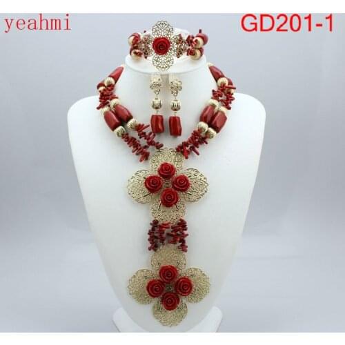 African Wedding Bridal Top Orange Coral Beads Jewelry sets Nigerian Women Beads Necklace Jewelry Sets Free Shipping GD101-1