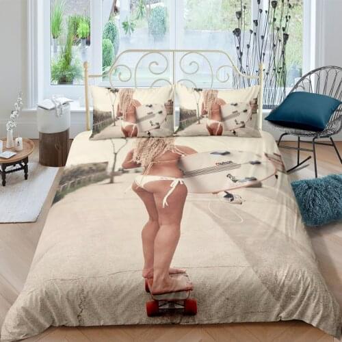 3D Design Duvet Cover Sets Bedding Sets Quilt Covers and Pillow Cases King Full Double Size Beauty and Skateboarding Bed Linens