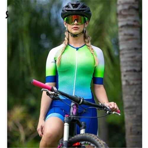 Summer new short-sleeved cycling jersey suit one-piece suit womens professional triathlon bicycle mountain bike Macaquinho