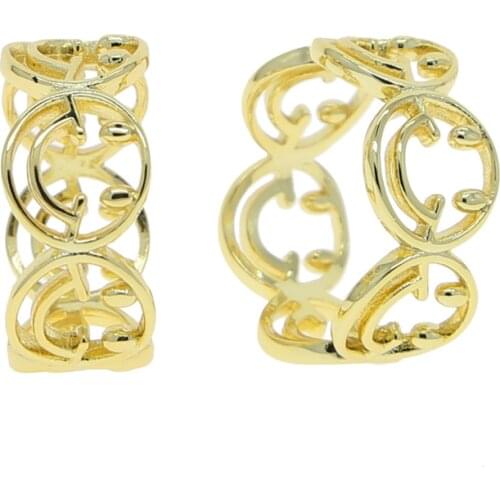 Gold Color Fashion Rings Happy Smile Smiley Sign Simple Full Finger Band Ring For Girl Women