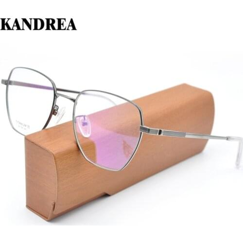 KANDREA 2021 Square Clear Lens IP β-Titanium Glasses Frame Women Men Optical Frames Eyewear Unisex Retro Metal Myopia Eyeglasses