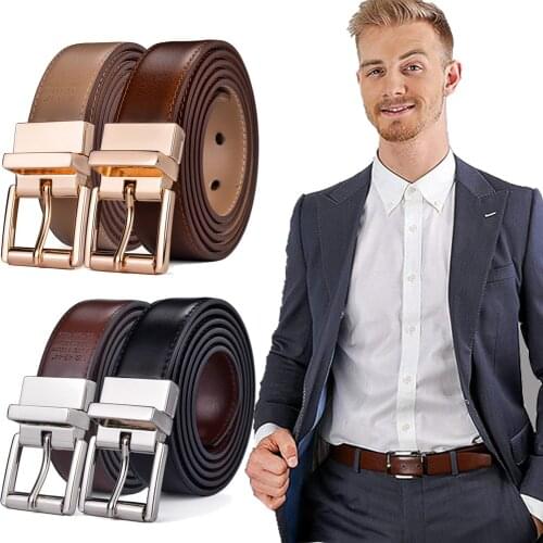 Mens Belt Reversible 2.8cm Wide 100% Genuine Leather Dress Casual Belts for men,One Reverse for 2 Colors