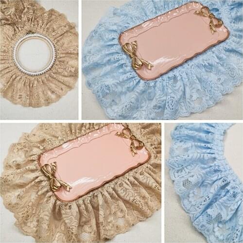 Soft Mesh Embroidered Stretch Lace Fabric DIY Cuff Collar Skirt Curtain Bedding Childrens Clothing Pleated Decoration Supply