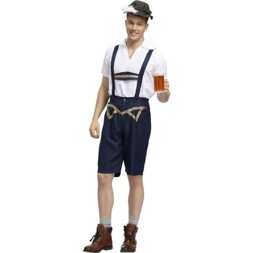German Bavarian Octoberfest Beer Men Costumes Adult Man Festival Carnival Waiter Costumes Clothing Plus Size