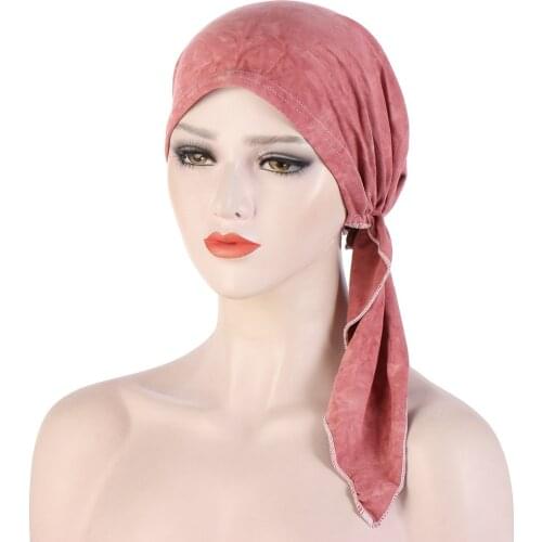 New Muslim Velvet Turban Headwrap for Women Pre-Tied Chemo Beanies Caps Bandana Headscarf Cancer Hijabs