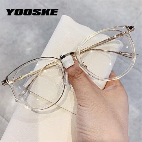 YOOSKE Cat Eye Glasses Frames Women Round Computer Glasses Men Vintage Clear Optical Eyeglasses Myopia Frame
