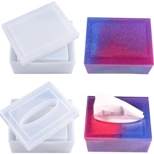 Tissue Box Crystal Epoxy Resin Mold Jewelry Storage Napkin Holder Silicone Mould DIY Craft Trinket Gift Case Home Decoration
