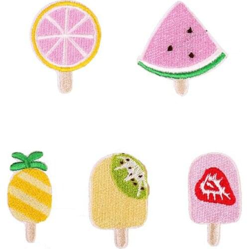 PGY Cool summer Fruit popsicles patches 1 piece for clothes iron patches on clothes clothing decals embroidered patches badges