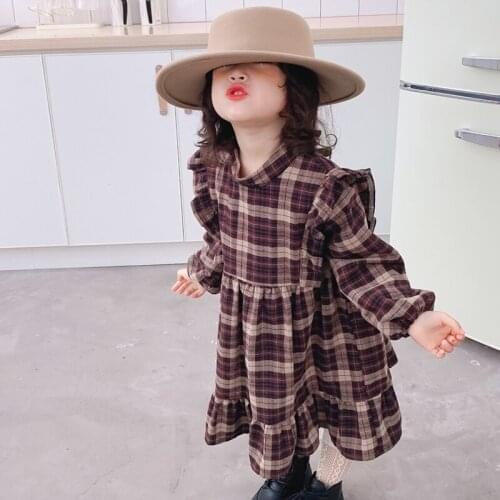 Girls Dresses Ladies Plaid Stand Collar Plus Velvet Padded Winter Christmas 2020 ChildrenS Clothes Princess Dresses For Girls