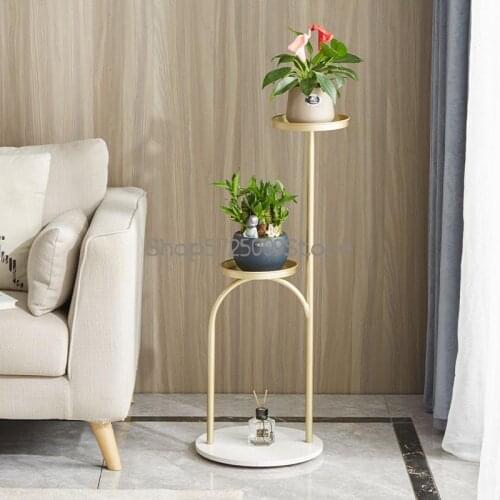 Light luxury floor-standing wrought iron flower shelf indoor living room Chlorophytum green radish decoration frame balcony gree